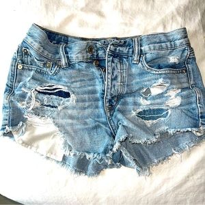 American eagle low rise size 26 destroyed denim jean shorts